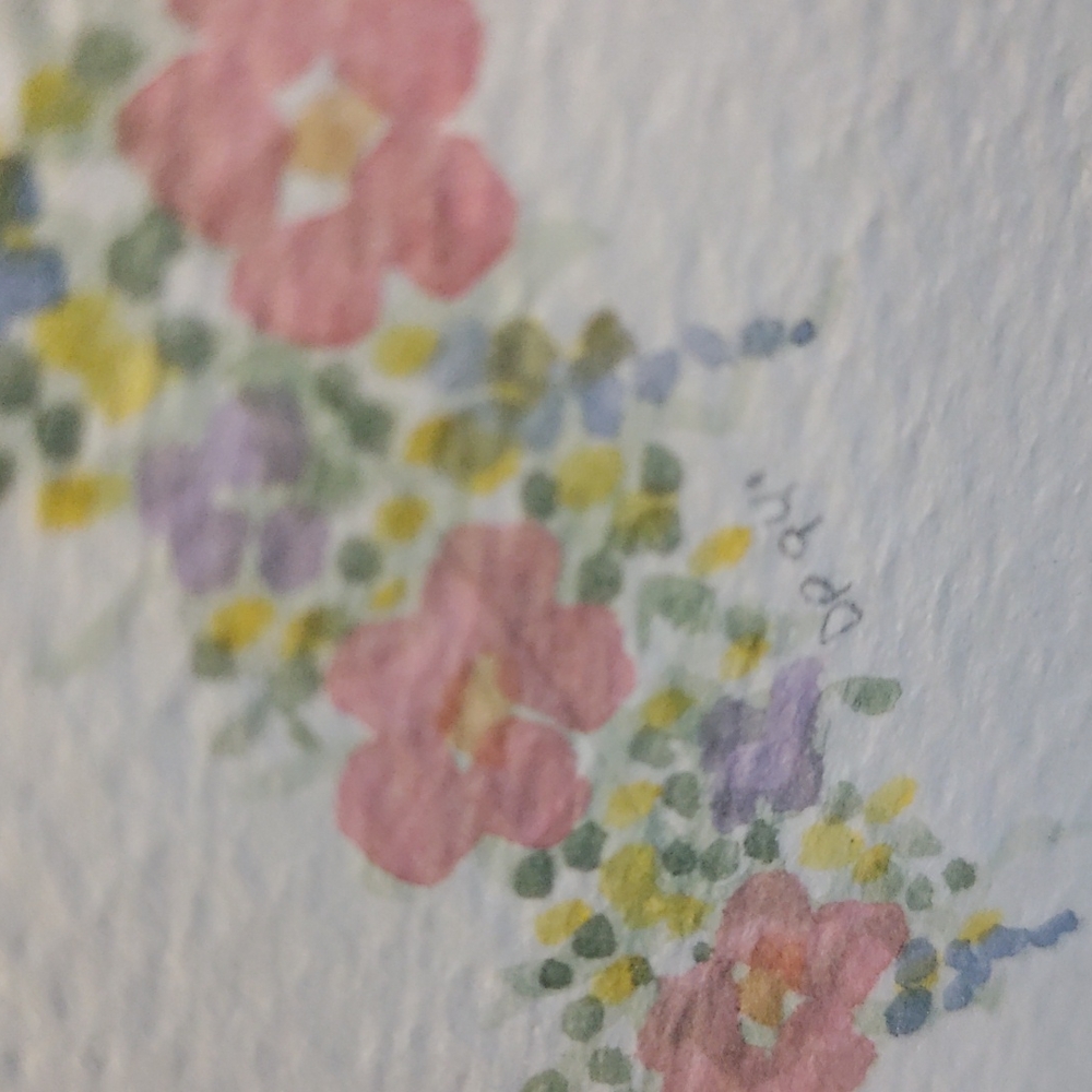 Vintage Framed signed floral watercolor heart - Picture 3 of 16